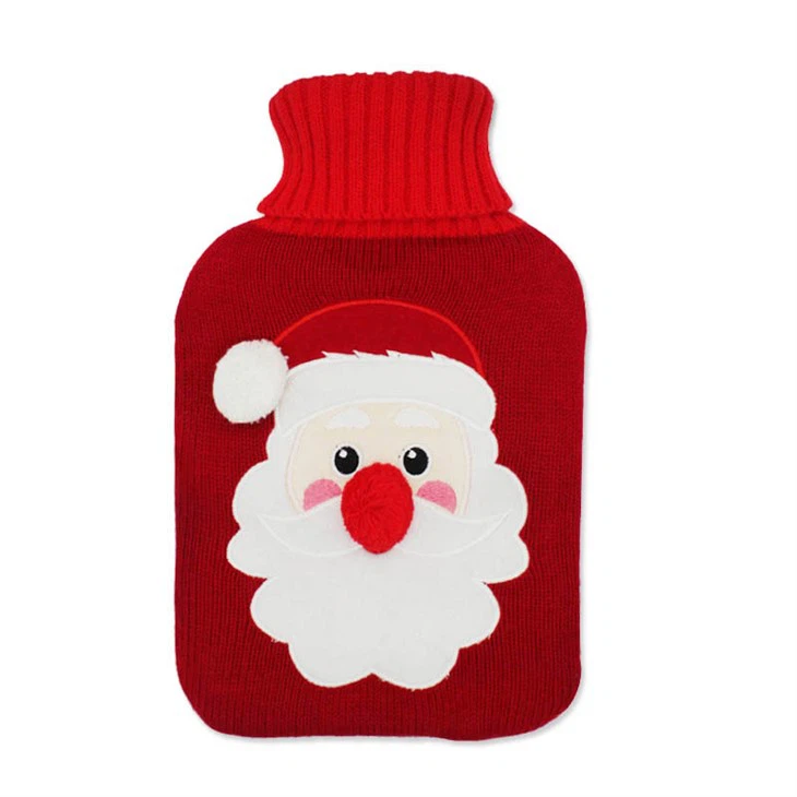 customized christmas hot water bottle knitted cover